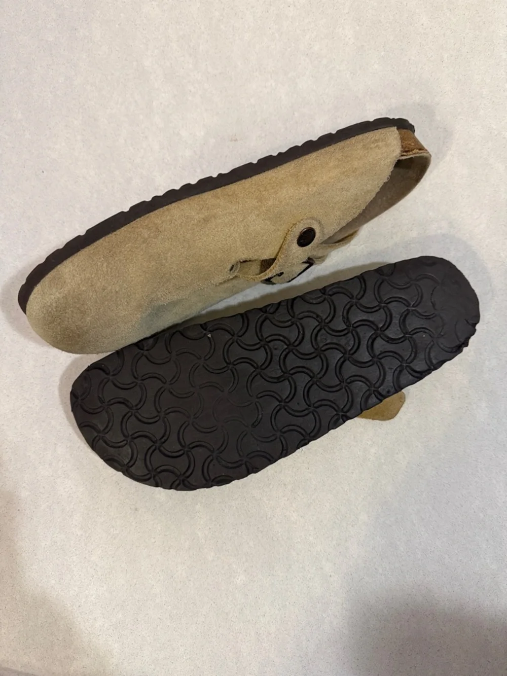 Birkenstocks Tan Suede Slip-On Clog Mules. - Picture 5 of 5